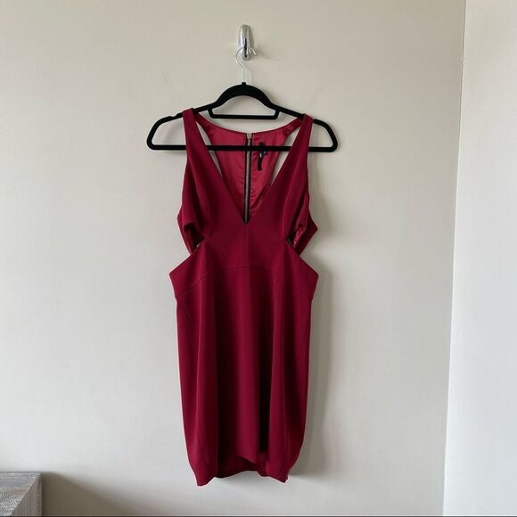 Jay Godfrey - Krooger Deep V Cut Out Mini Dress Red (Size:10) - Picture 4 of 12